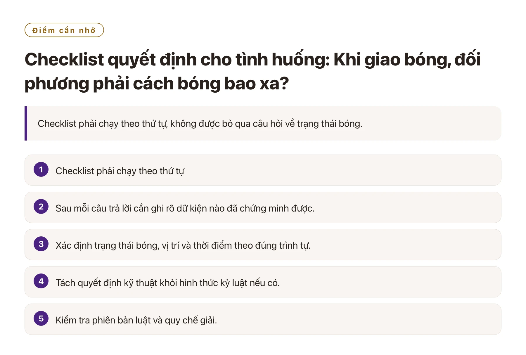 Checklist quyết định cho tình huống: Khi giao bóng, đối phương phải cách bóng bao xa?——全文要点速览